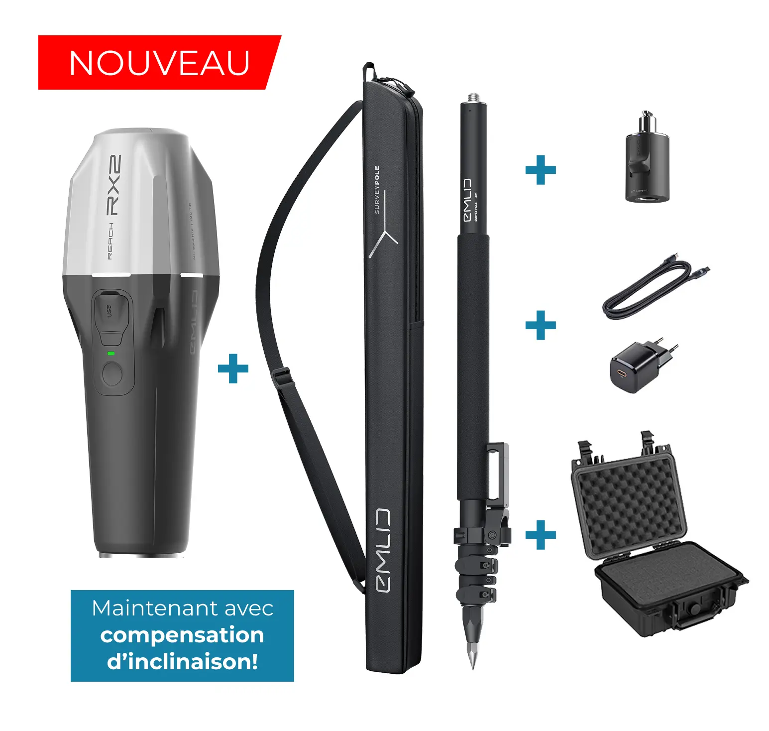 Avec le kit topo RX2, cartographier en compensation d'inclinaison, pour une prise de points 5x plus rapide
