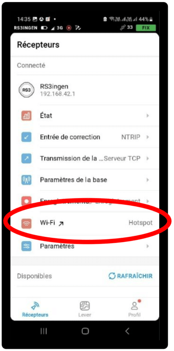 Connexion WiFi du Reach RS3