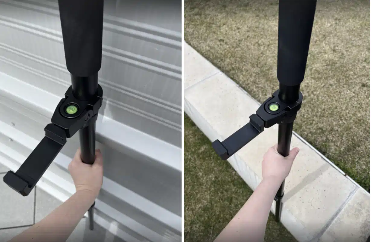 Niveau à bulle calibré sur une canne d'arpentage