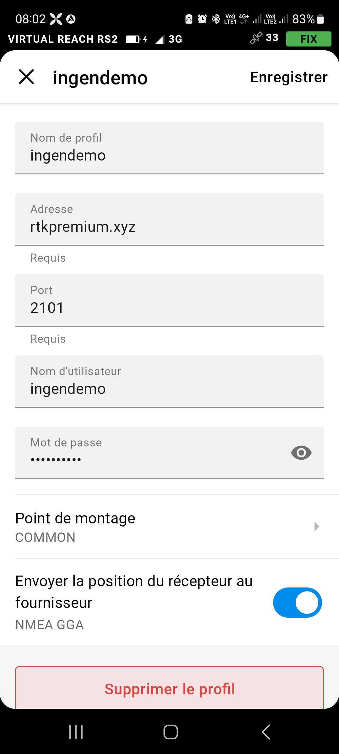 Connexion au réseau RTK avec le Reach RS3